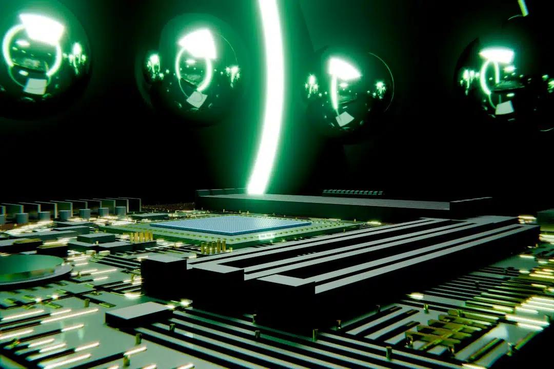 Illuminated circuit board representing server and shared hosting security